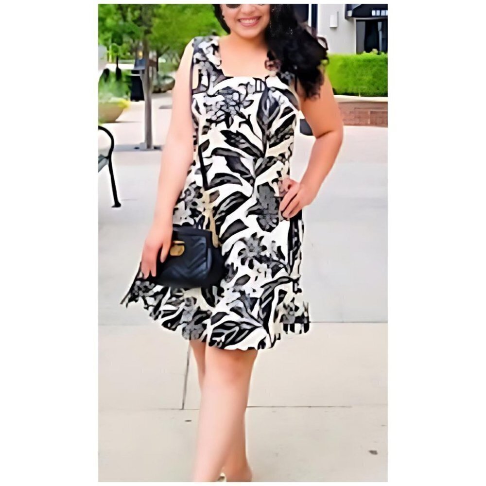 Who What Wear Floral Tiered Mini Dress with Open Back Pockets Women's Size Large